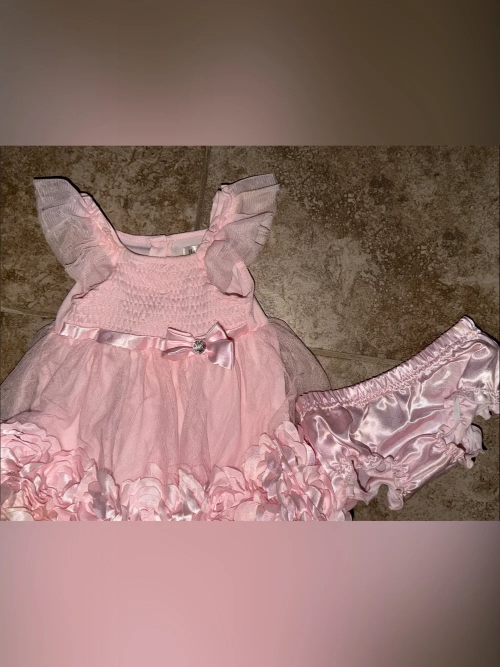 Nannette Pink Floral Petal Ruffle Dress with Satin Bloomers
